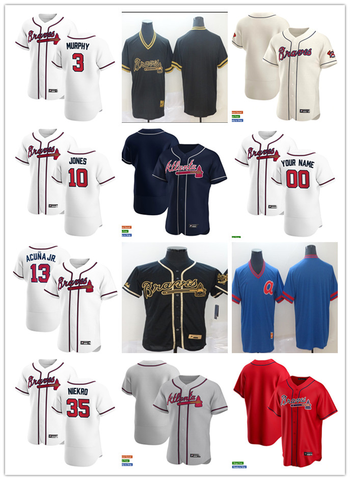 Men Women Youth 13 Ronald Acuna Jr. 35 Phil Niekro 10 Chipper Jones 3 Dale Murphy Custom Baseball Jersey Blank white gray red navy, Blue;black
Men Women Youth 13 Ronald Acuna Jr. 35 Phil Niekro 10 Chipper Jones 3 Dale Murphy Custom Baseball Jersey Blank white gray red navy, Blue;black