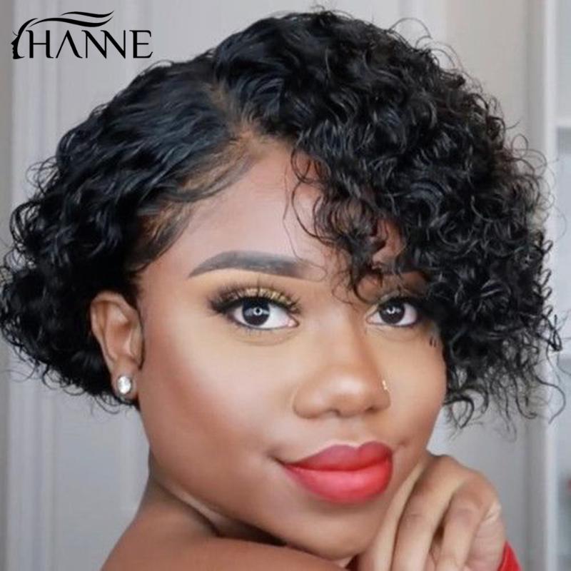 Lace Wigs Short Bob Curly Hair Pixie Cut Brazilian Human For Black Women Natural Remy Wig 150% Density Glueless Side Part