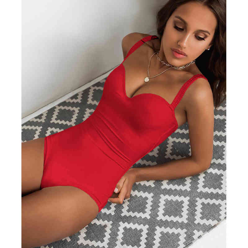 Sexy Black White Swimsuit Women Bodysuit Swimwear Push Up Monokini Solid Bathing Suit Beachwear Swimming 210521