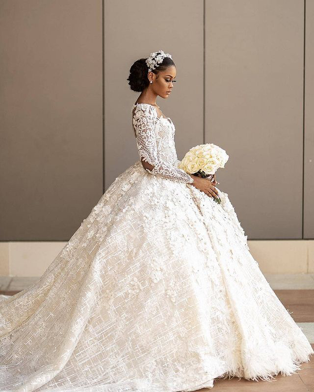 Vestido De Noiva 2021 Vintage Ball Gown Wedding Dresses Illusion Lace Appliques Long Dubai Arabic Bridal Gowns For Women