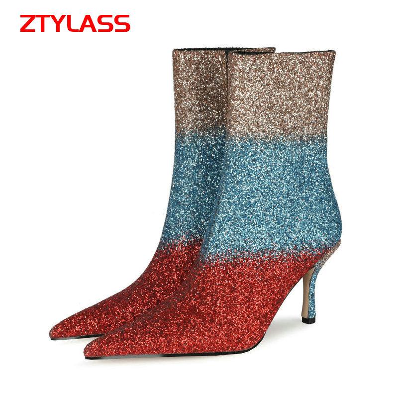 Boots Women Fashion Zipper Mixed Colors Ankle Lady Sequinted Thin High Heel Short Autumn Winter Pointed Toe Shoes Woman, Black
Boots Women Fashion Zipper Mixed Colors Ankle Lady Sequinted Thin High Heel Short Autumn Winter Pointed Toe Shoes Woman, Black
