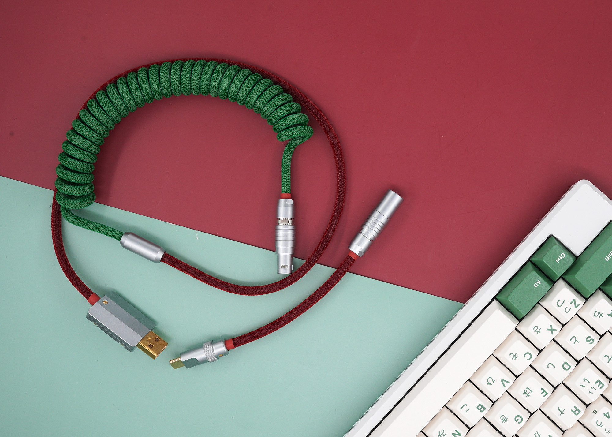 GeekCable Handmade Customized Mechanical Keyboard Data Cable For GMK Theme SP Keycap Line New Camping Colorway