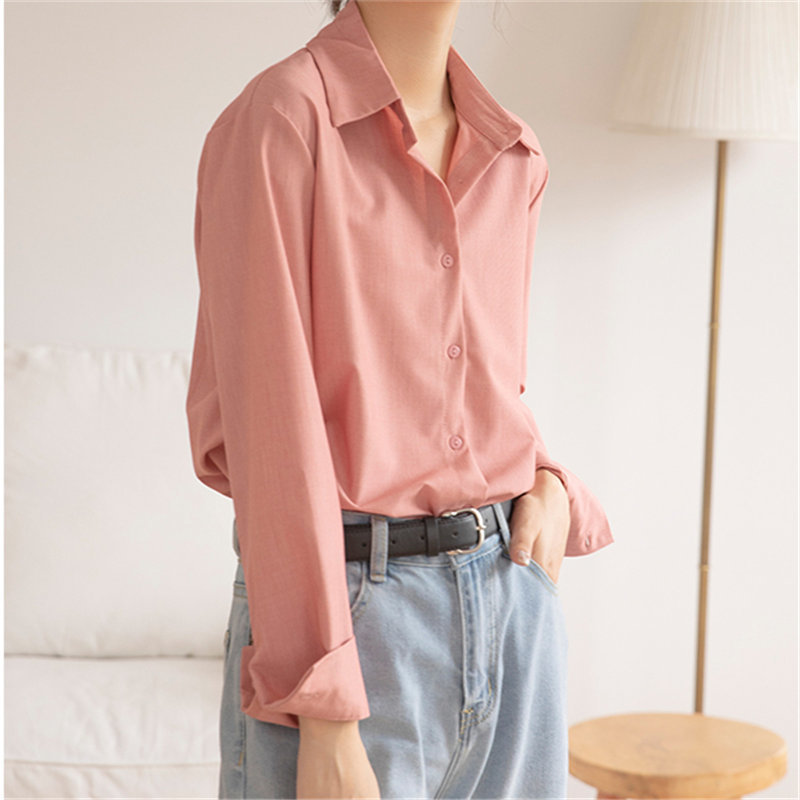 Chic High Street Minimalist Regular Plus Size Korean Brief Casual Basic Office Lady Loose Women Solid Blouses 210421