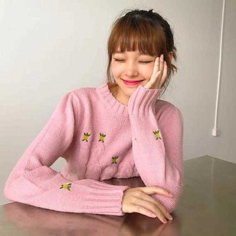Yedinas Winter Sweater Women Long Sleeve Knitted s And Pullovers Korean Style Pink Knit Jumpers 210527