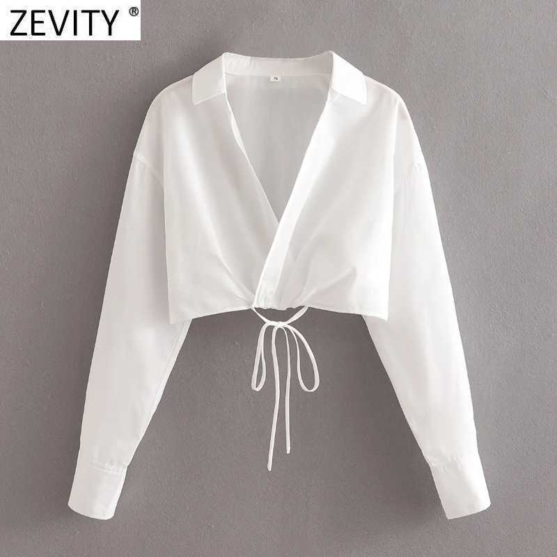 Zevity Women Sexy Cross V Neck Hem Bandage Short Slim Smock Blouse Femme Long Sleeve Knotted White Shirt Roupas Chic Tops LS9099 210603, As pic ls9099xqj
Zevity Women Sexy Cross V Neck Hem Bandage Short Slim Smock Blouse Femme Long Sleeve Knotted White Shirt Roupas Chic Tops LS9099 210603, As pic ls9099xqj
