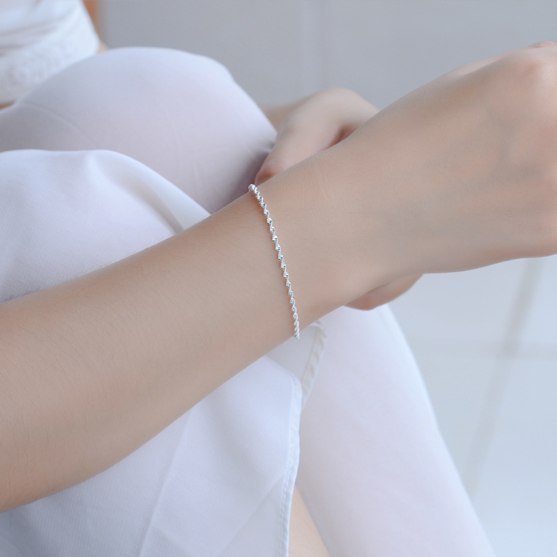 925 Sterling Silver Fashion Simple Elegant Twisted Chain Bracelets Jewelry For Woman Wave Anklet Gifts 210507