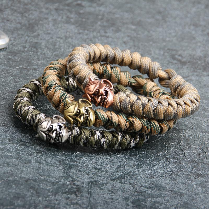 Charm Bracelets UBEAUTY Men's Nylon Personality Skull Shape Copper Trendy Cuff Pulseira Masculina Jewelry Bohemia Rope Bracelet