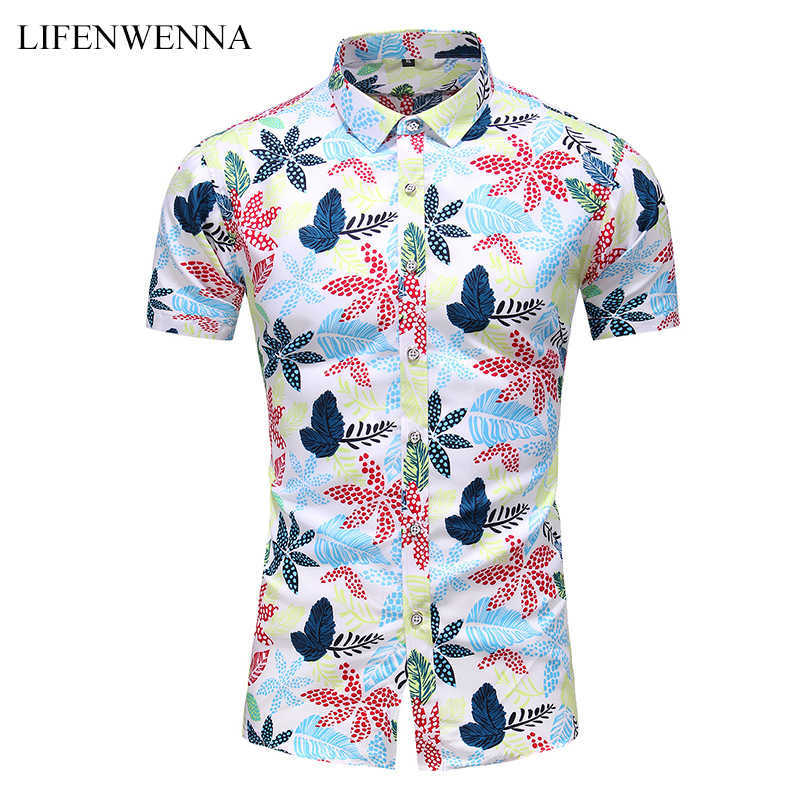 45KG-120KG Summer Men's Tropical Hawaiian Shirt Casual Button Down Short Sleeve Black White Printed Shirts 5XL 6XL 7XL 210528