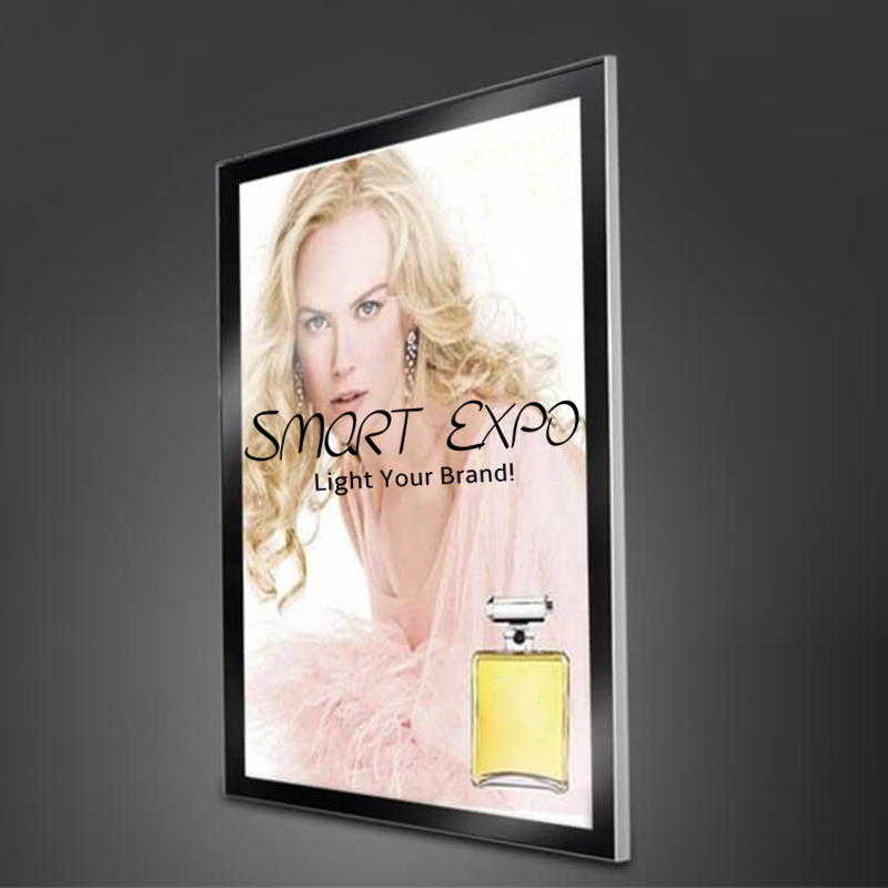 Aluminum Profile Magnetic Light Box Advertising Display Wall Mounted for Cosmetics Poster Displaying with Wooden Case Packing (60*90cm)