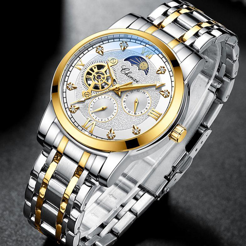 Wristwatches Simple Luxury CHENXI Automatic Men's Mechanical Watches Waterproof Stainless Steel Man Clock Sport Men Wristwatch Reloj Hombre, Black
Wristwatches Simple Luxury CHENXI Automatic Men's Mechanical Watches Waterproof Stainless Steel Man Clock Sport Men Wristwatch Reloj Hombre, Black