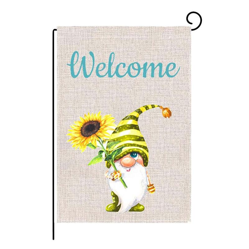 Summer Garden Flag Fruit Gnomes Double Size Printed Flax Outdoor Decorative Hanging Welcome Banner 32*47CM