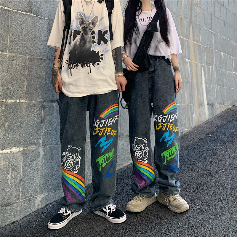 2021shengpalae 2021 new summer autumn casual jeans woman long trousers cowboy female loose streetwear graffiti print pants za5047, Blue
2021shengpalae 2021 new summer autumn casual jeans woman long trousers cowboy female loose streetwear graffiti print pants za5047, Blue