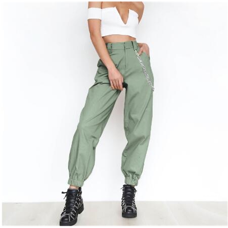 Women' Pants & Capris Fashion-Khaki cargo pants with chain Women cool trousers Black white female street wear Casual autumn summe
Women' Pants & Capris Fashion-Khaki cargo pants with chain Women cool trousers Black white female street wear Casual autumn summe
