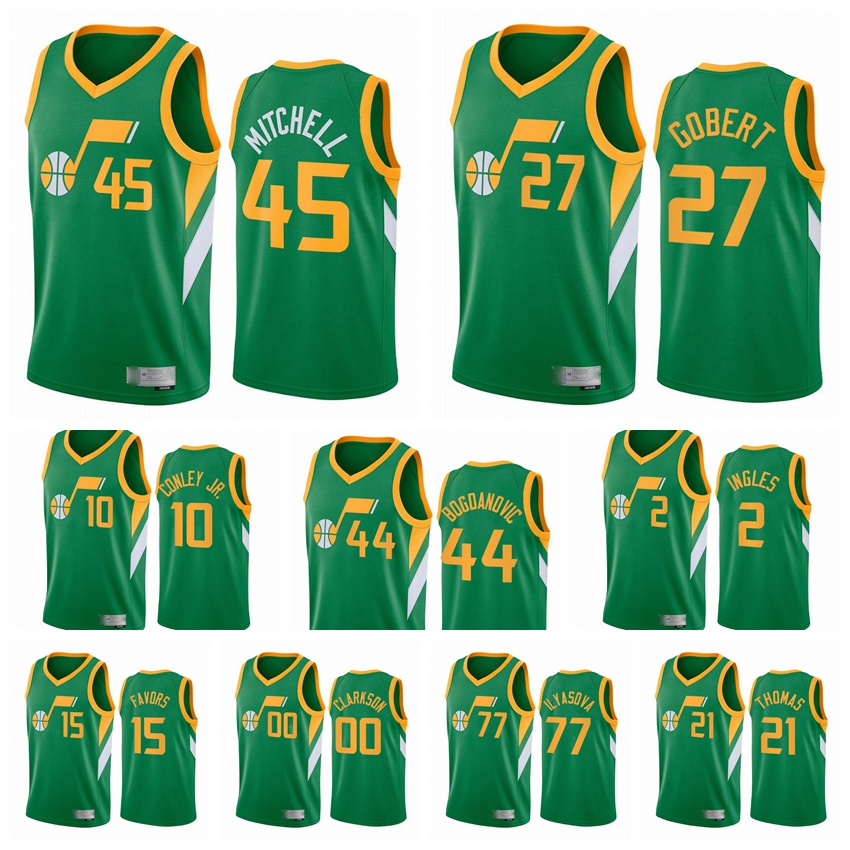 2020-21 Utah Jazz Men Donovan Mitchell Rudy Gobert Bojan Bogdanovic Mike Conley Jr. Joe Ingles Earned Edition Green #45 Basketball Jersey, Black;red
2020-21 Utah Jazz Men Donovan Mitchell Rudy Gobert Bojan Bogdanovic Mike Conley Jr. Joe Ingles Earned Edition Green #45 Basketball Jersey, Black;red