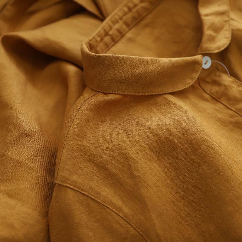 Pure Linen Long-sleeved Dress Aging Doll Collar Spring And Autumn Cotton Women's Shirt Long 277 Casual Dresses