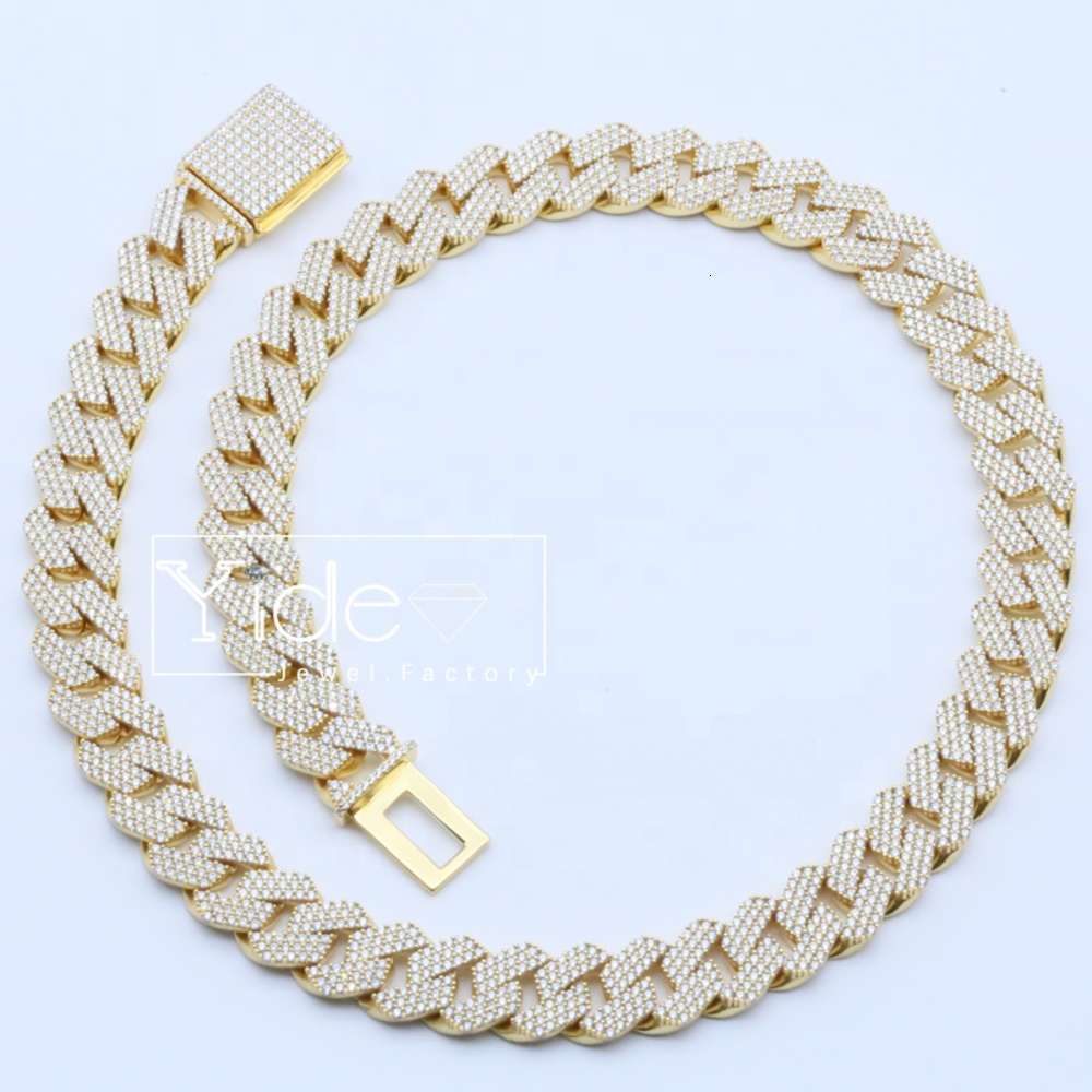 Custom hip hop bling zircon cuban necklace 12mm cuban link necklace