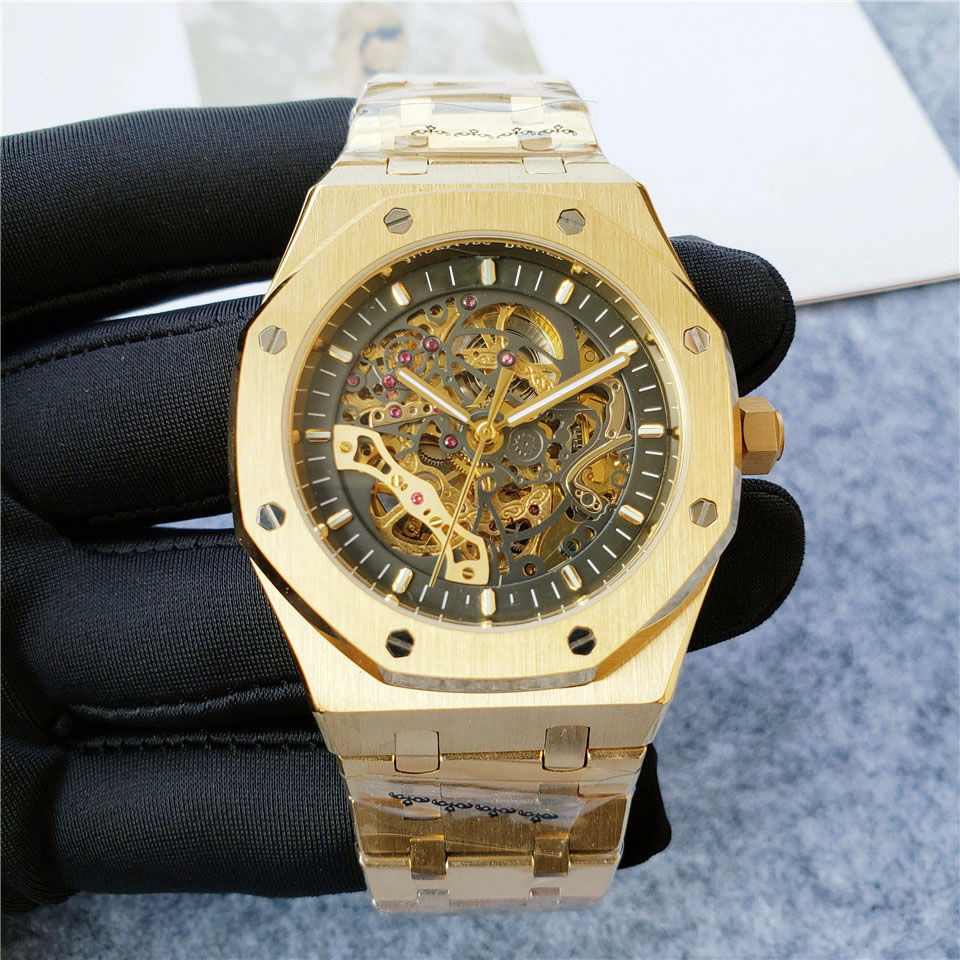 Gold Skeleton Automatic Mechanical Watch for Men Luminous Waterproof Sapphire Crystal Wristwatch, Slivery;brown
Gold Skeleton Automatic Mechanical Watch for Men Luminous Waterproof Sapphire Crystal Wristwatch, Slivery;brown