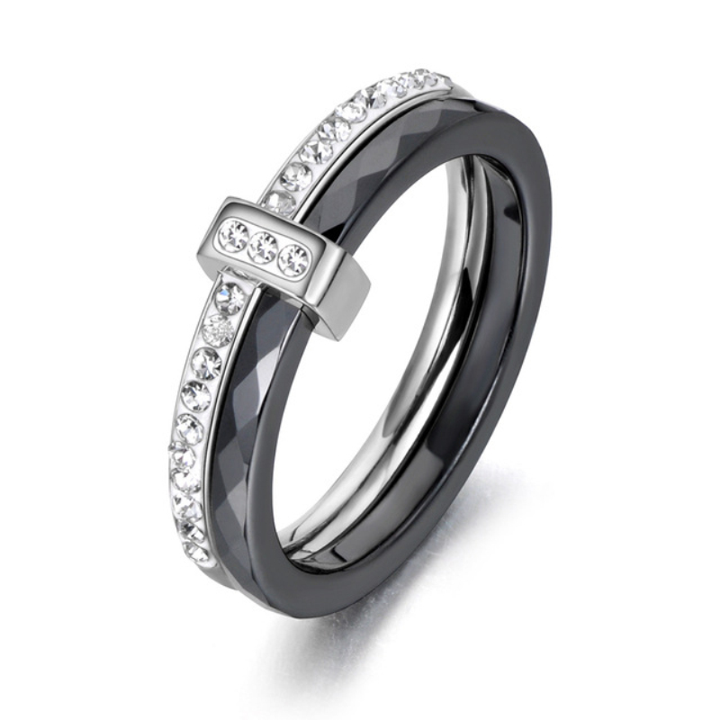 Fashion Black White Ceramic Crystal Wedding Ring For Women Girls Rose Gold Stainless Steel Bohemia Rings Jewelry
Fashion Black White Ceramic Crystal Wedding Ring For Women Girls Rose Gold Stainless Steel Bohemia Rings Jewelry