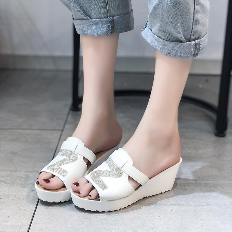 Women's Sandals Summer Shoes Heels 6CM Bling Women Platform Slip On Mules Lady 47 48 49 WY660, White
Women's Sandals Summer Shoes Heels 6CM Bling Women Platform Slip On Mules Lady 47 48 49 WY660, White