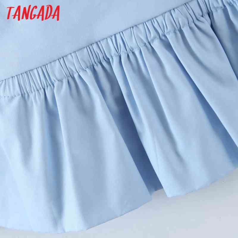 Women Blue Camis Square Neck Crop Top Sleeveless Short Blouses Shirts Female Casual Solid Tops QD09 210416