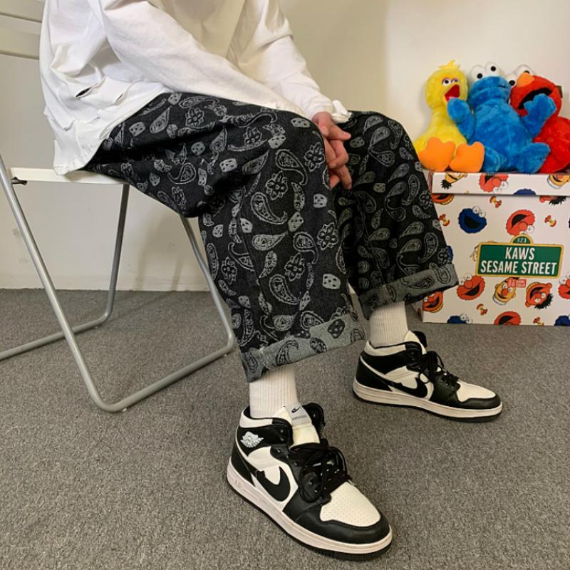 Full Print Men Harem Pants 2021 Fashion Mens Clothing Straight Casual Jean Pant Loose Vintage Jogger Ankle-length M-5xl Men's