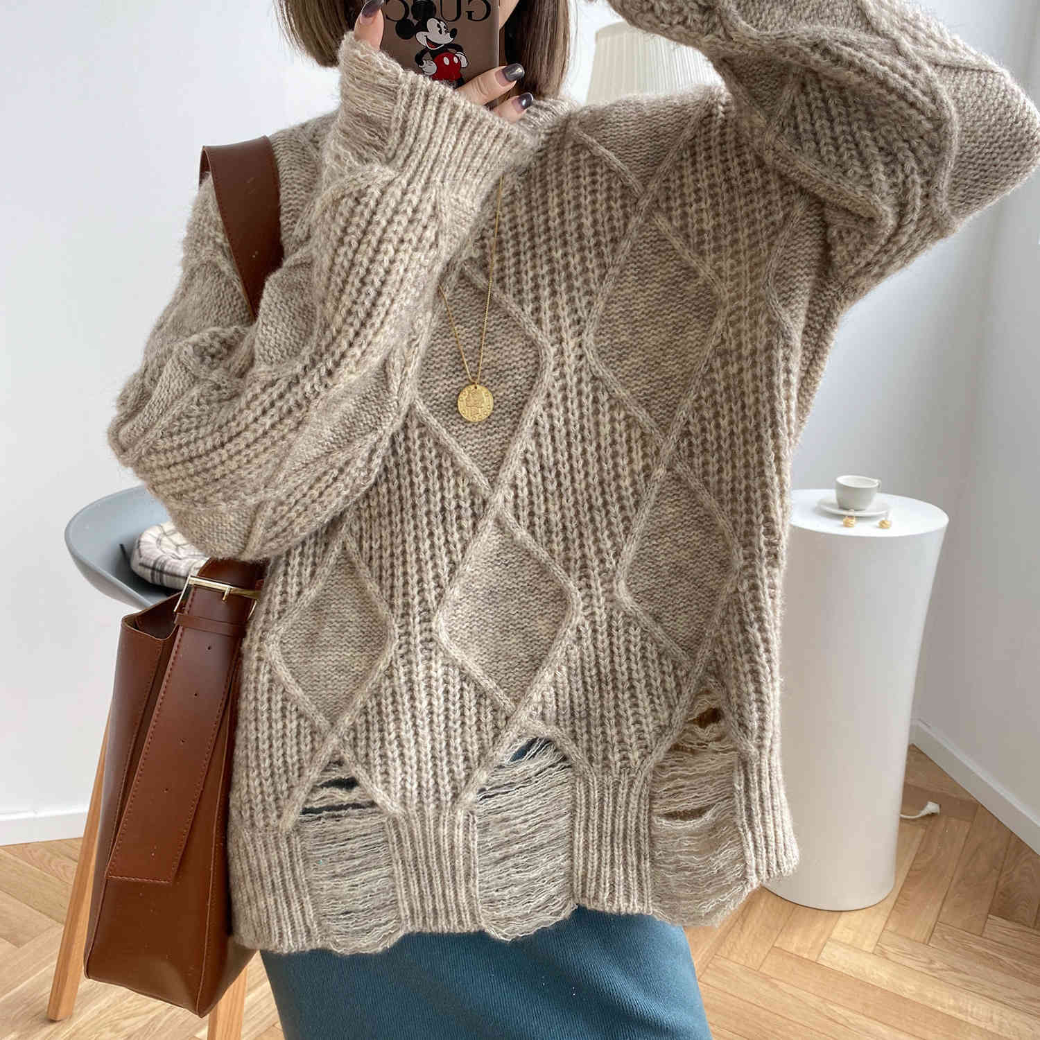 Oversized Causal Rpped Sweater Women Autumn Winter Chic Pullover O Neck Lazy Wind Rhombus Knitted Top Female Jacket 210520, Purple
Oversized Causal Rpped Sweater Women Autumn Winter Chic Pullover O Neck Lazy Wind Rhombus Knitted Top Female Jacket 210520, Purple