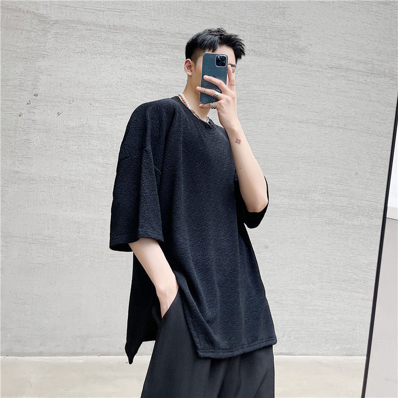 IEFB Oversized T-shirt Embossed Fabric Fashion Half Sleeve T-shirts Man Summer Korean Trend Tee Tops 9Y7730 210524