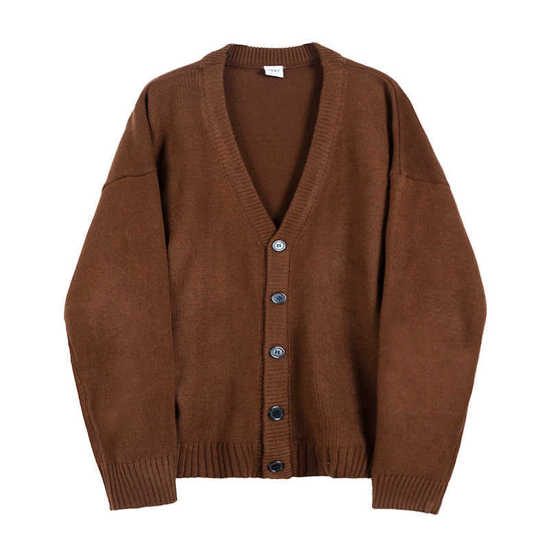 IEFB / Men's Wear Knitted Sweater Loose V-neck Single-breasted Solid Color Knitted Cardigan Coat Spring Autumn 9Y3266 211008