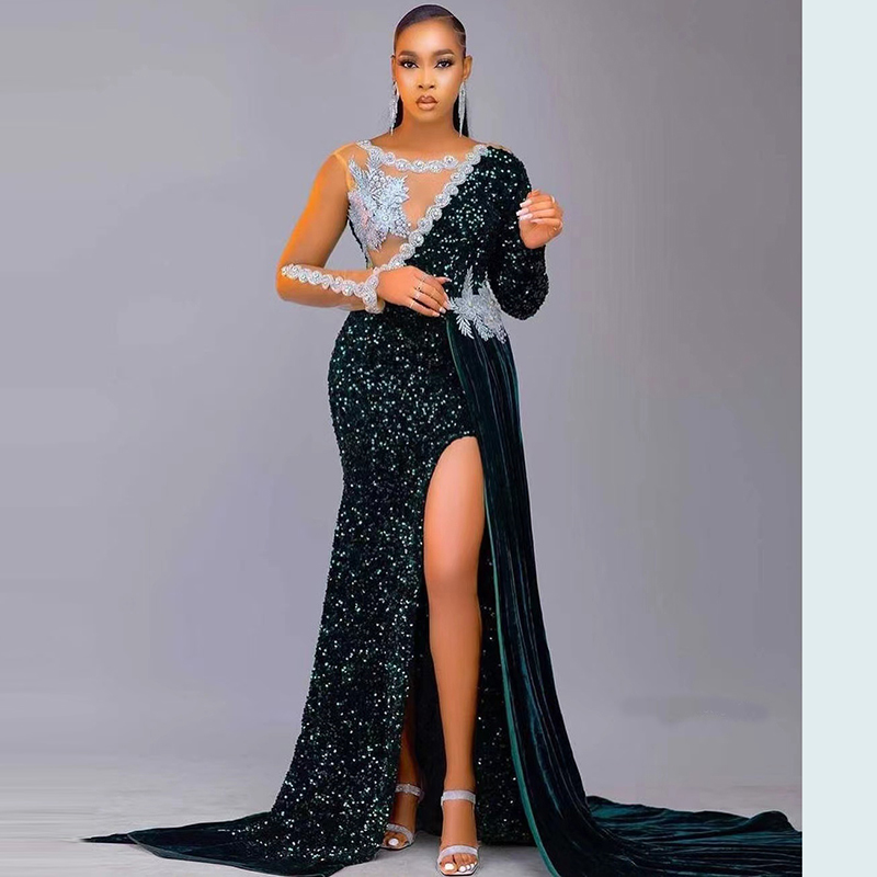 Green Sequins Sparkly Long Sleeve Prom Dress Slit Sexy African Formal Evening Party Gowns Wear Robe De Soirée, Orange
Green Sequins Sparkly Long Sleeve Prom Dress Slit Sexy African Formal Evening Party Gowns Wear Robe De Soirée, Orange