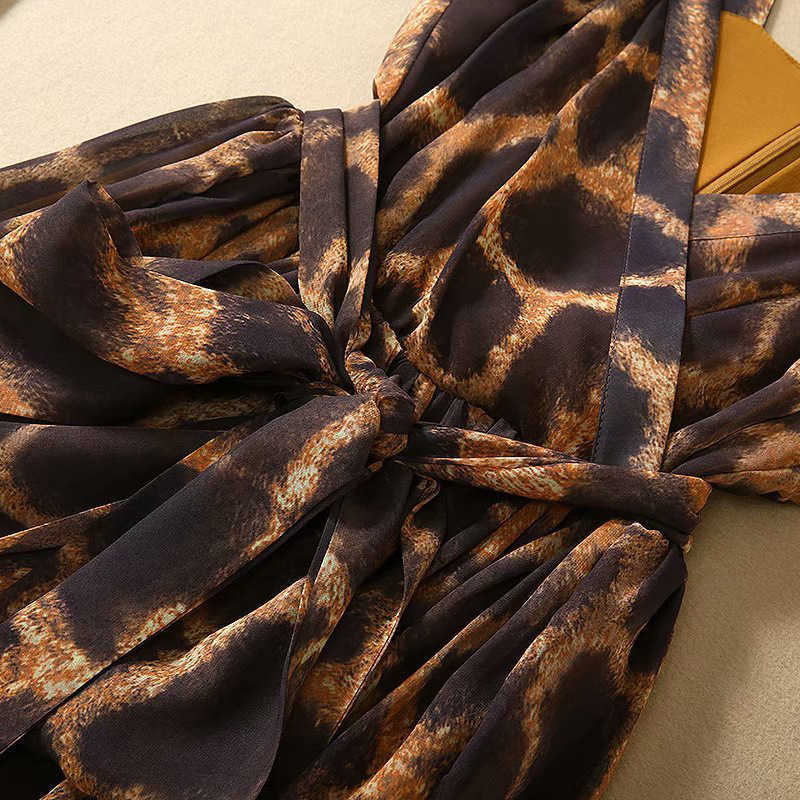 Spring and Summer Fashion Coffee Color Printing Tube Top Strap Belt Silk Scarf Dress Elegant Temperament Party 210615Z