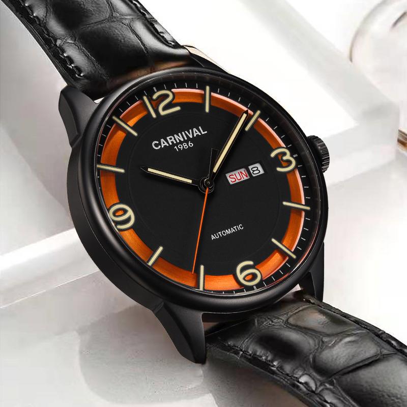 Wristwatches Carnival 41mm Fashion Brand Leather Men's Automatic Watches Top Men Mechanical Wristwatch Japan Miyota Sapphire, Black
Wristwatches Carnival 41mm Fashion Brand Leather Men's Automatic Watches Top Men Mechanical Wristwatch Japan Miyota Sapphire, Black