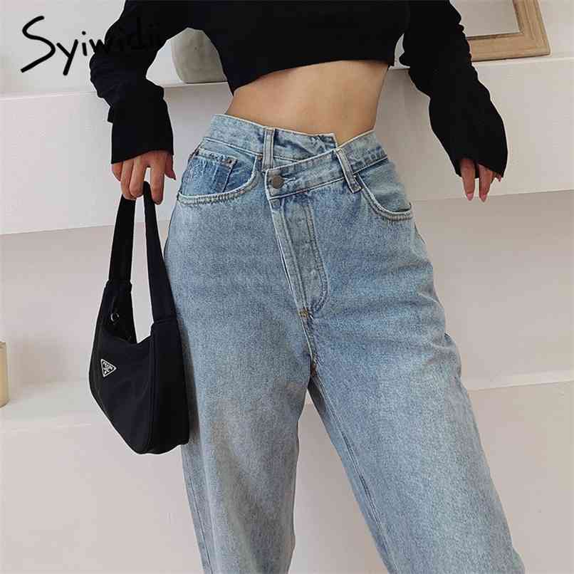 Irregular High Waisted Mom Jeans for Women Straight Street Full Length Denim Pants Clothes Fashion Spliced 210607, Blue
Irregular High Waisted Mom Jeans for Women Straight Street Full Length Denim Pants Clothes Fashion Spliced 210607, Blue