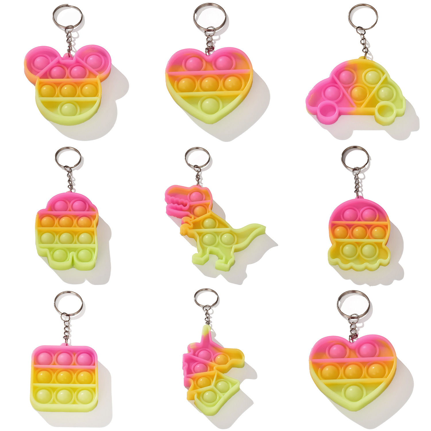 Pop Its Fidget Toys Simple Dimple Push Bubble Sensory Toy Key Rings New Colorful Squishy Anti Stress Children Adult Xmas Gifts Educational Decompressi