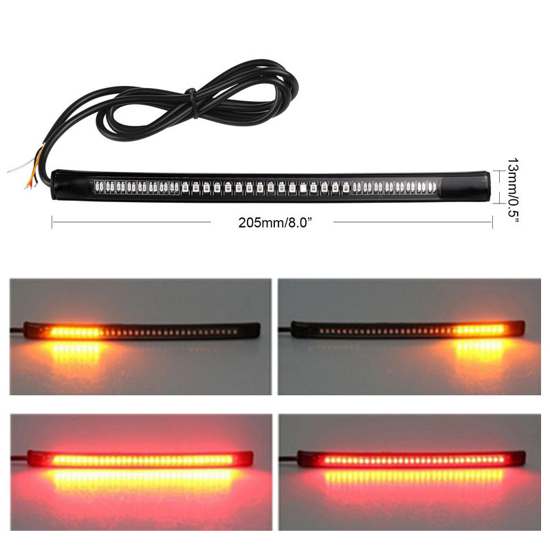 48 SMD Flexible LED Motorcycle Strip Turn Signal Tail Rear Brake Stop Dual Color Yellow Red Light Waterproof Bulb lamp