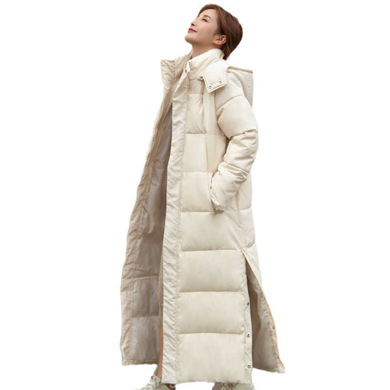 Down Cotton Clothing Women Winter Korean X-Long To Ankle Bf Loose Outwear Parkas Coat 210923
