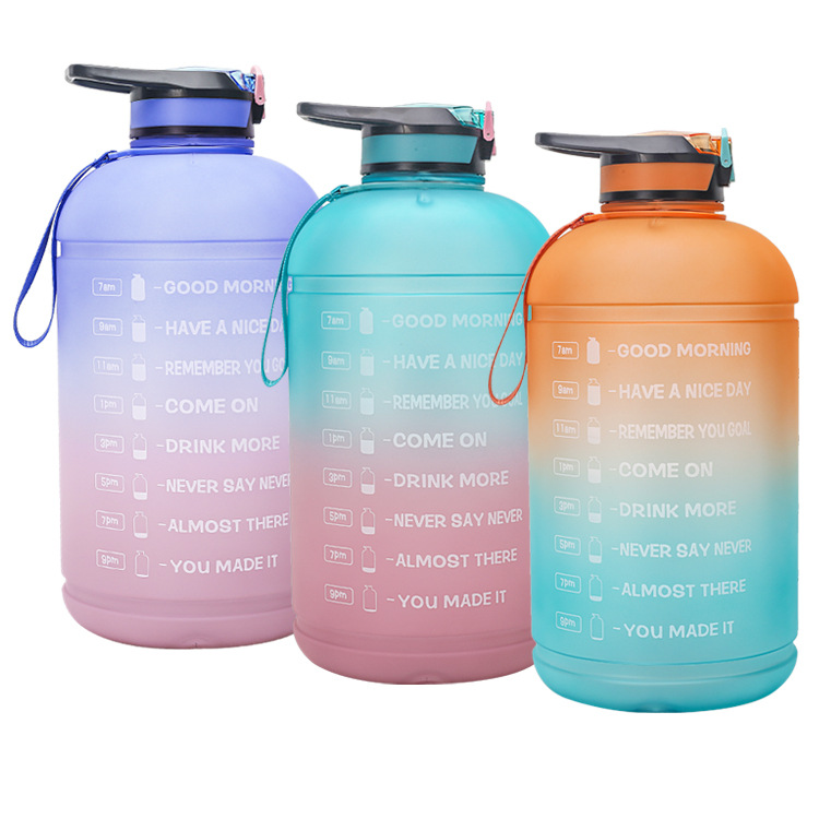 128oz/ 1 Gallon Sports Large Water Jug Motivational Water Bottle with Time Marker Handle Leakproof