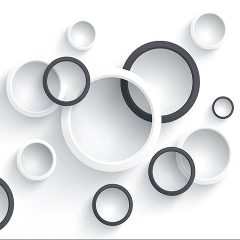 Custom 3D Stereo Mural Wallpaper Modern Black And White Circles Photo Office Study 3D Room Landscape Waterproof