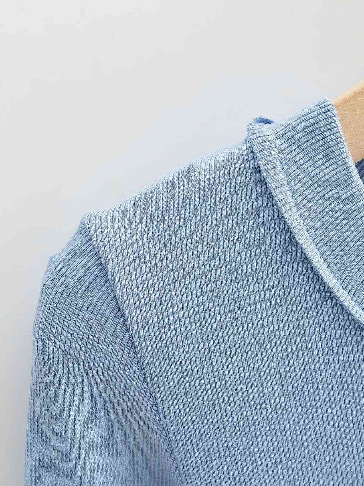 Spring ex-long Sleeve Open Button Round Collar Rib T-shirt Chic Woman Slim Fit t Basic Tee Casual Tops 4 colors 210429
