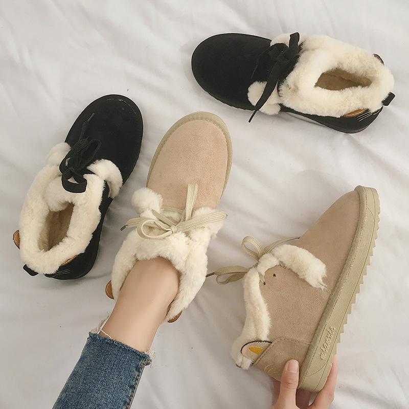 Boots Winter Snow Shoes Women's Ankle 2021 Cute Plus Velvet Padded Cotton A4-57