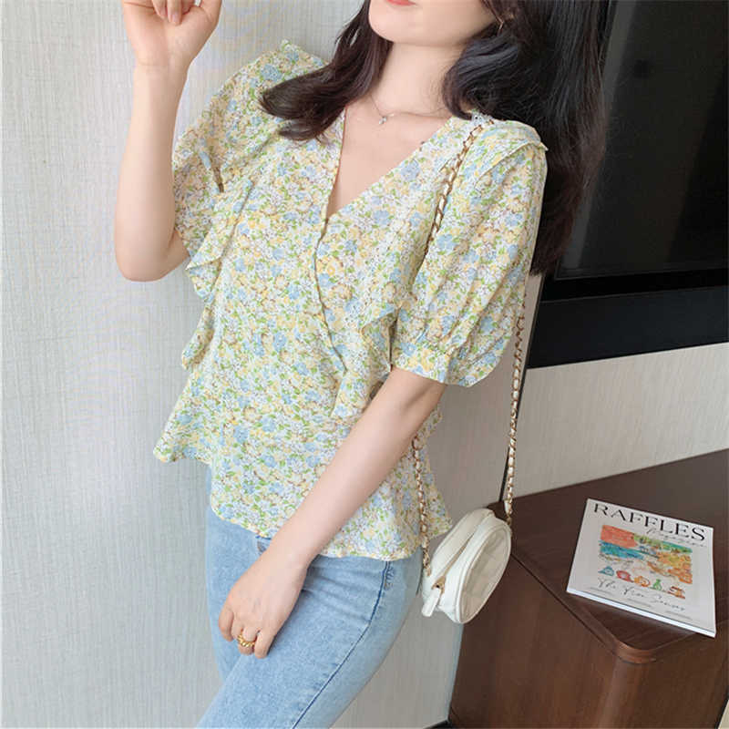 Women' Shirt Printing Floral Blouses for Women Short Sleeve Ruffles V-neck Oversize Trf Basic Blouse 210604, Mixed
Women' Shirt Printing Floral Blouses for Women Short Sleeve Ruffles V-neck Oversize Trf Basic Blouse 210604, Mixed