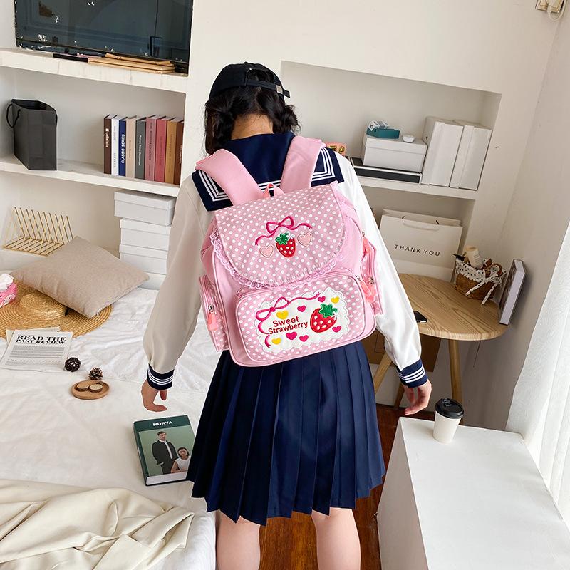 Japanese Style Cartoon Children Backpack Pink Embroidery Strawberry Children's Schoolbag Student Girls Birthday Gift 2021 School Bags
Japanese Style Cartoon Children Backpack Pink Embroidery Strawberry Children's Schoolbag Student Girls Birthday Gift 2021 School Bags