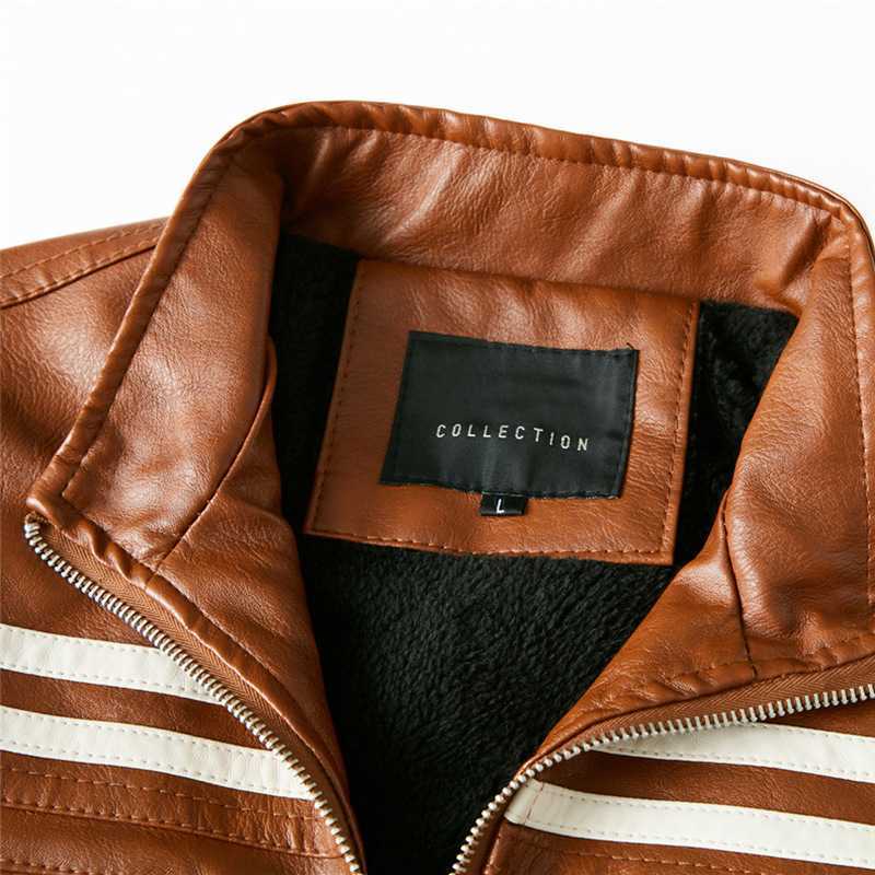 Men Biker Leather Jacket Spring and Autumn Men's Fashion Trend Decorative Motorcycle PU Leather Coat Mens Jackets 211018