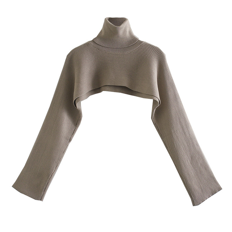 Autumn Style Female European And American Style Fashion Street Personality Loose High Neck Women Knitted Pullover 210520
