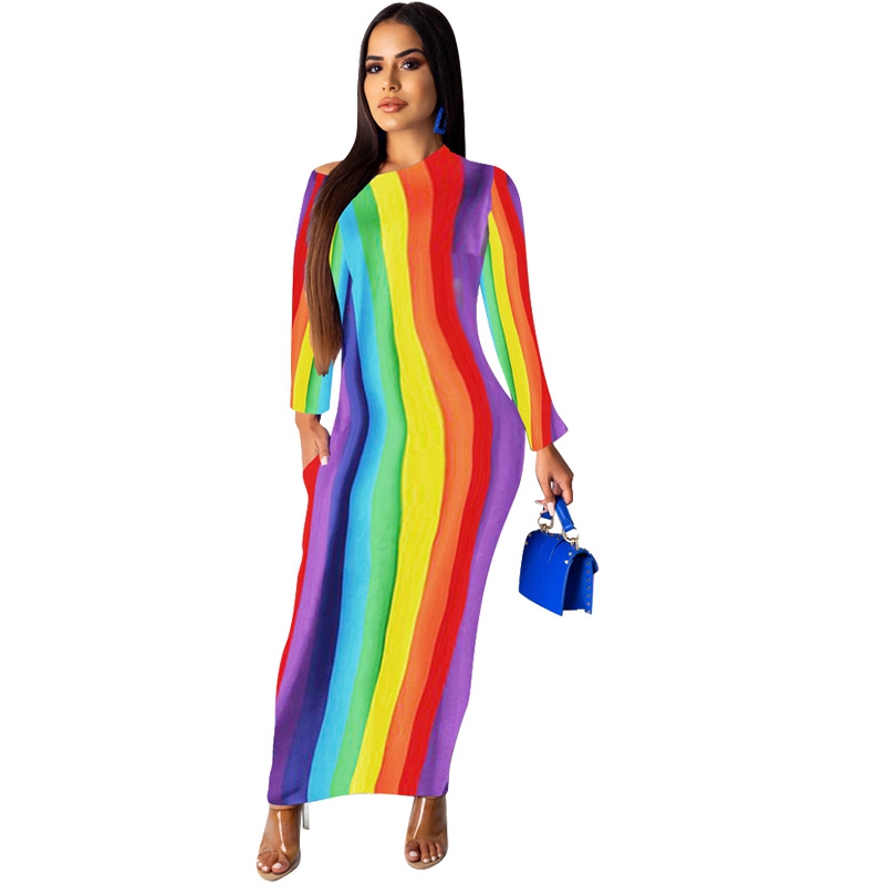rainbow print bodycon bandage long dress women 2021 fall autumn long party dress pocket long sleeve elegant christmas dress, Black;white
rainbow print bodycon bandage long dress women 2021 fall autumn long party dress pocket long sleeve elegant christmas dress, Black;white