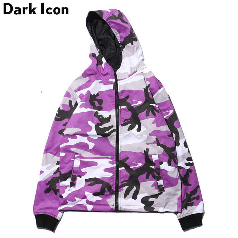 Twill Material Camouflage Jacket with Hoodie Autumn Think Style Camo Men's Jackets 210603