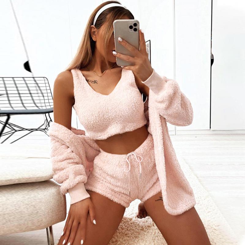 Women's Tracksuits Women Coral Velvet Pajamas Set Sexy Fleece Fluffy 3 Piece Cardigan Crop Tops Shorts Suit Casual Sleepwear Tracksuit, Gray
Women's Tracksuits Women Coral Velvet Pajamas Set Sexy Fleece Fluffy 3 Piece Cardigan Crop Tops Shorts Suit Casual Sleepwear Tracksuit, Gray