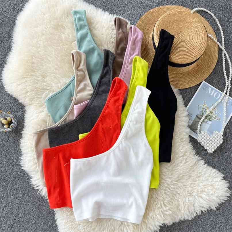 Women's T-shirt Tops Sexy One Shoulder Sleeveless Crop Top Solid Color Slim Fit Summer Basic Short Tees Workout Sportswear 210603, Pink
Women's T-shirt Tops Sexy One Shoulder Sleeveless Crop Top Solid Color Slim Fit Summer Basic Short Tees Workout Sportswear 210603, Pink