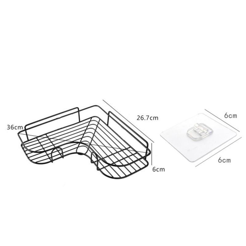 Bathroom Shelf Kitchen Punch Corner Frame Shower Shelf Wrought Iron Shampoo Storage Rack Holder With Suction Cup Bathroom Tool