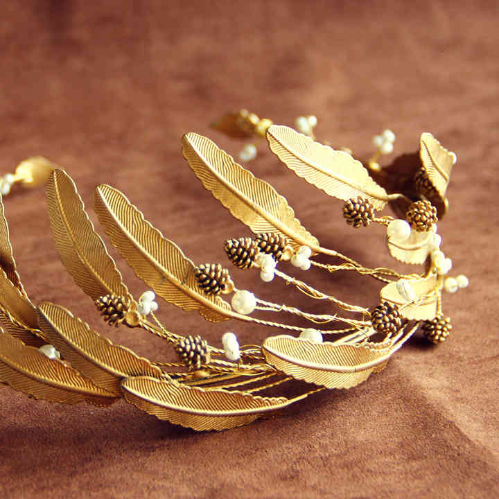 Wedding Hair Jewelry Accessories European Baroque Crown Bride Headdress Hoop Ornament Golden Yezisen Women's Dress Studio