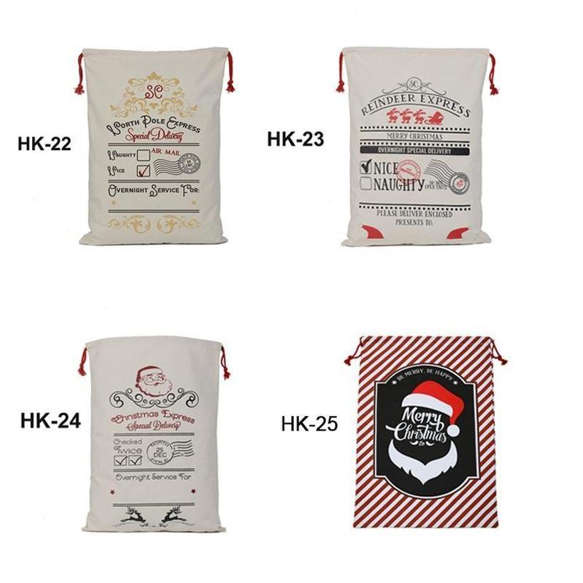 US STOCK Christmas Santa Sacks Canvas Cotton Bags Large Organic Heavy Drawstring Gift Bags Personalized Festival Party Christmas Decoration